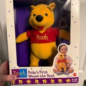 VINTAGE Baby's First Winnie the Plush Toy - Yellow and Red